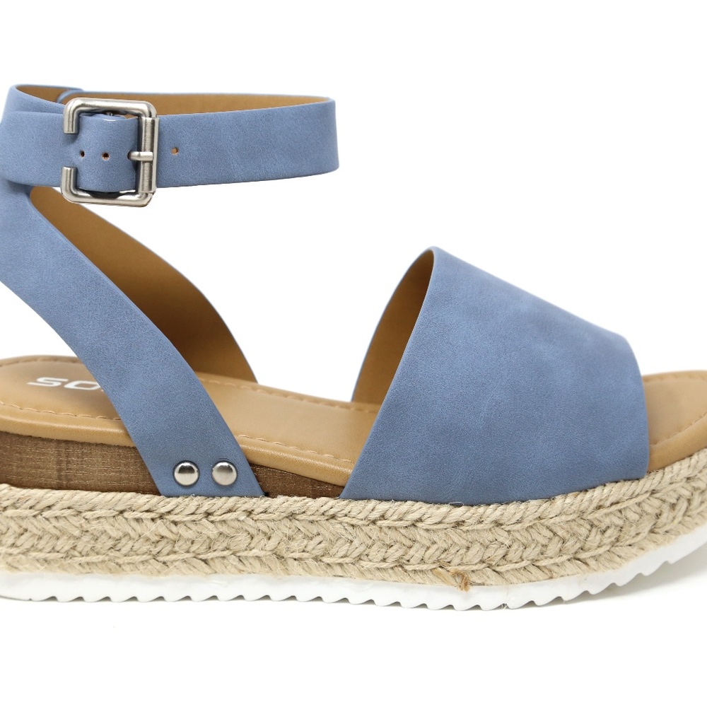 New Topic Blue Open Toe Platform Espadrille Sandal - Picture 2 of 4
